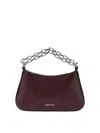 Alexander Mcqueen Textured Leather Chain Strap Mini Bag In Dark Red