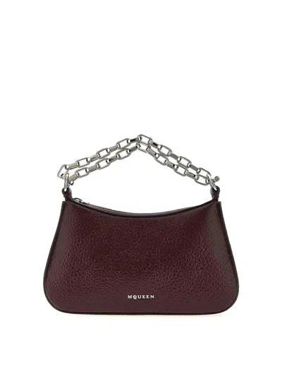 Alexander Mcqueen Textured Leather Chain Strap Mini Bag In Red