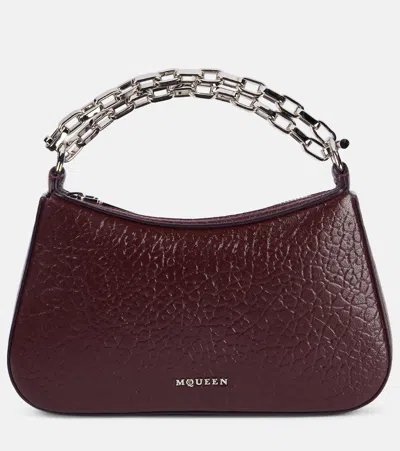 Alexander Mcqueen Textured Leather Chain Strap Mini Bag In Red