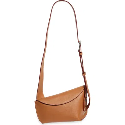 Alexander Mcqueen Mcqueen T-bar Sling Asymmetric Leather Crossbody Bag In Pecan
