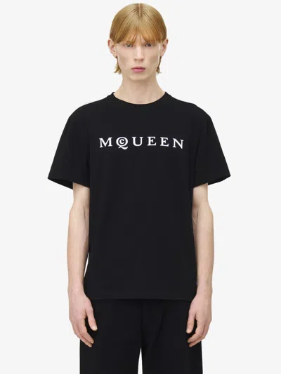 Alexander Mcqueen Logo Lettering Crewneck T-shirt In Black