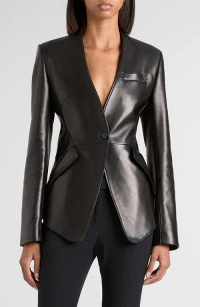 ALEXANDER MCQUEEN MCQUEEN TAILORED PEPLUM LEATHER JACKET