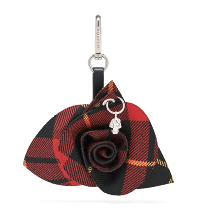Alexander Mcqueen Mcqueen Tartan Rose Bag Charm In Metallic