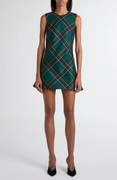 Alexander Mcqueen Mcqueen Tartan Wool Minidress In Green