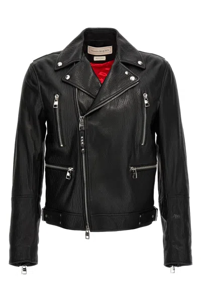 Alexander Mcqueen Mcqueen Texture Leather Jacket In Black
