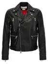 Alexander Mcqueen Grained Lamb Leather Biker Jacket In Black