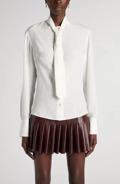 Alexander Mcqueen Mcqueen Tie Neck Silk Button-up Shirt In White