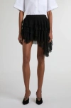 Alexander Mcqueen Mcqueen Tiered Cobweb Lace Miniskirt In Black