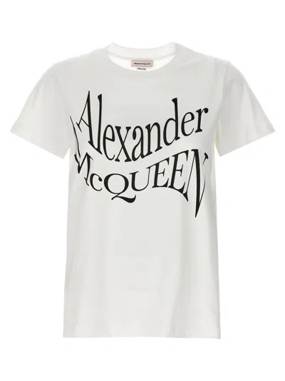 ALEXANDER MCQUEEN MCQUEEN WHITE COTTON T-SHIRT WITH FRONT LOGO PRINT
