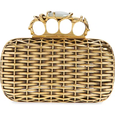 Alexander Mcqueen Mcqueen Wire Thorn Knuckle Clutch In Gold