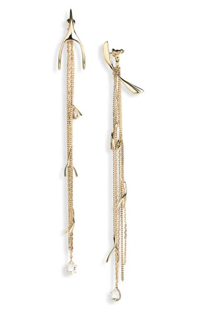 Alexander Mcqueen Mcqueen Wishbone Drop Earrings In Gold