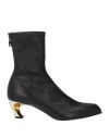 Alexander Mcqueen Leather Booties With Statement Heel 6cm In Black