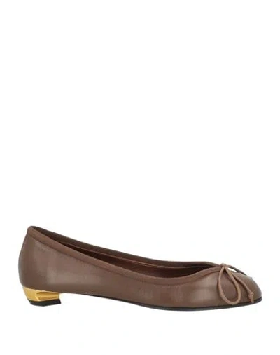 Alexander Mcqueen Mcqueen Woman Ballet Flats Chocolate Brown Size 8 Leather