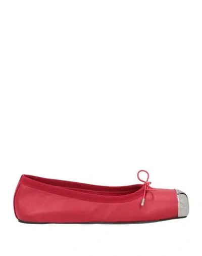 Alexander Mcqueen Mcqueen Woman Ballet Flats Red Size 8 Leather, Textile Fibers