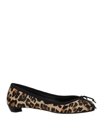 Alexander Mcqueen Mcqueen Woman Ballet Flats Sand Size 7 Leather In Animal Print