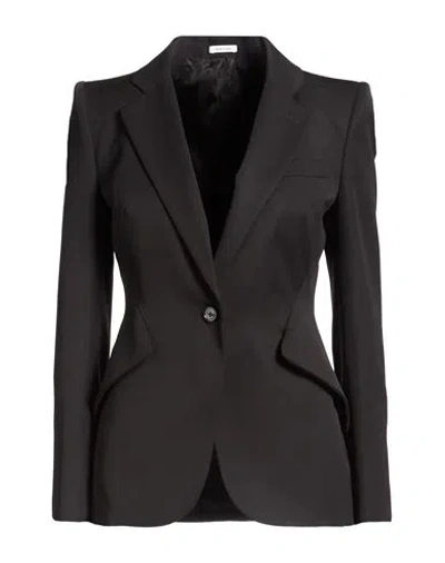 Alexander Mcqueen Mcqueen Woman Blazer Black Size 2 Wool In Brown