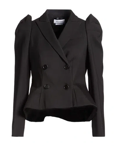 Alexander Mcqueen Mcqueen Woman Blazer Black Size 6 Wool, Elastane In Brown