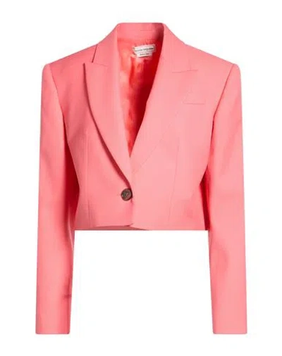 Alexander Mcqueen Mcqueen Woman Blazer Coral Size 8 Wool In Pink