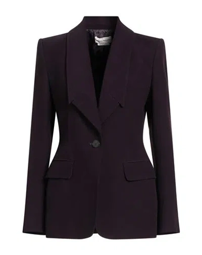 Alexander Mcqueen Mcqueen Woman Blazer Dark Purple Size 6 Viscose, Acetate