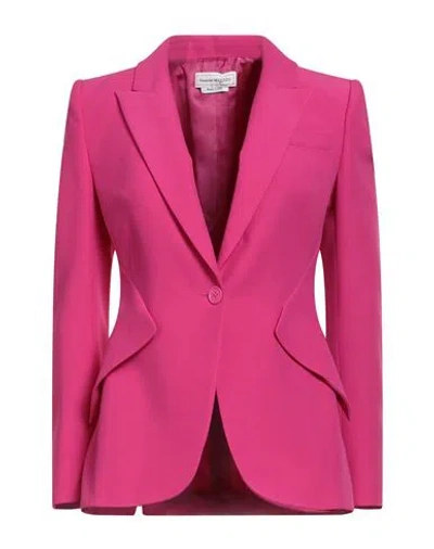Alexander Mcqueen Mcqueen Woman Blazer Fuchsia Size 10 Viscose, Acetate In Pink