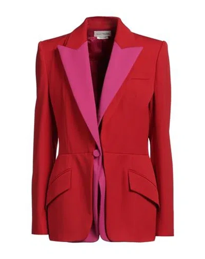 Alexander Mcqueen Mcqueen Woman Blazer Tomato Red Size 10 Virgin Wool