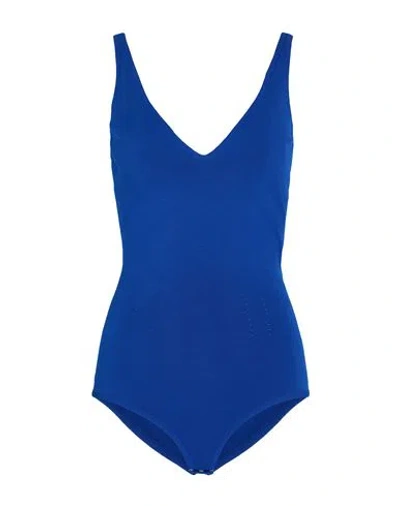 Alexander Mcqueen Mcqueen Woman Bodysuit Bright Blue Size S Viscose, Polyester