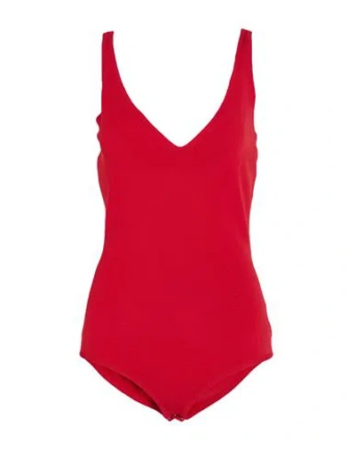 Alexander Mcqueen Mcqueen Woman Bodysuit Red Size L Viscose, Polyester