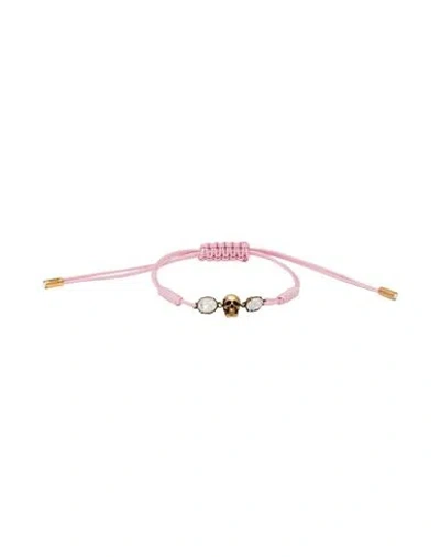 Alexander Mcqueen Mcqueen Woman Bracelet Pink Size - Textile Fibers, Brass