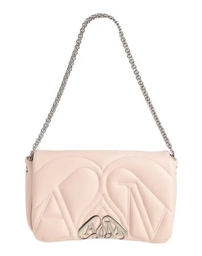 Alexander Mcqueen Pastel Pink Leather Mini Seal Clutch In Neutral
