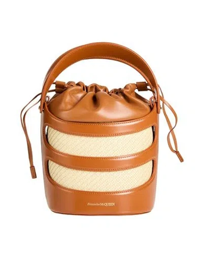 Alexander Mcqueen Mcqueen Woman Handbag Tan Size - Leather, Textile Fibers In Brown