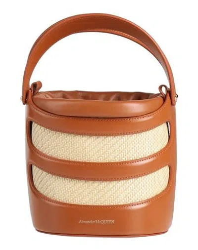 Alexander Mcqueen Mcqueen Woman Handbag Tan Size - Leather, Textile Fibers In Brown
