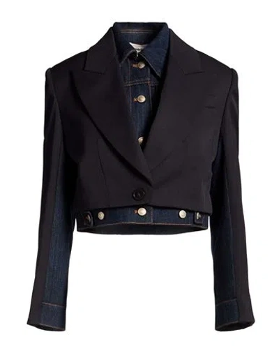 Alexander Mcqueen Mcqueen Woman Jacket Midnight Blue Size 2 Wool, Cotton