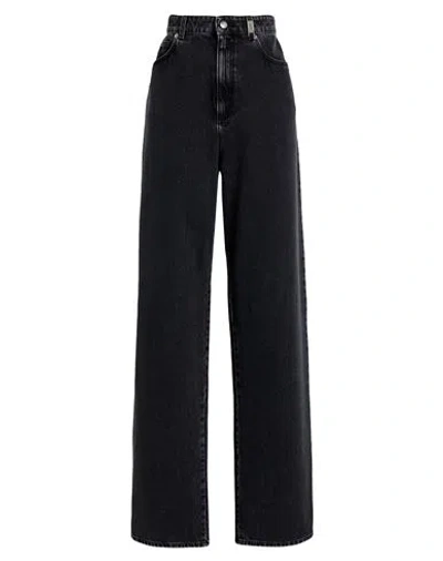 Alexander Mcqueen Mcqueen Woman Jeans Black Size 26 Cotton, Calfskin In Blue