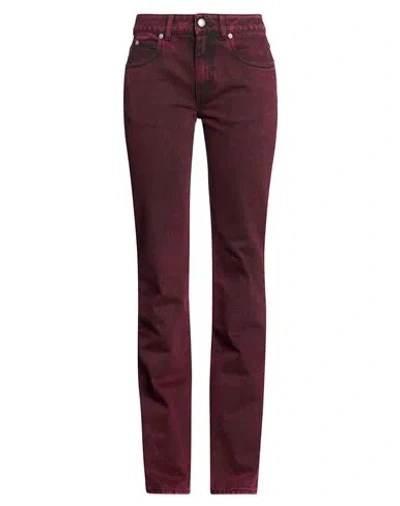 Alexander Mcqueen Mcqueen Woman Jeans Garnet Size 26 Cotton In Burgundy
