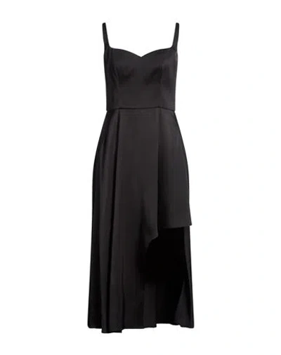 Alexander Mcqueen Mcqueen Woman Midi Dress Black Size 6 Viscose, Silk
