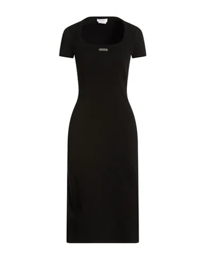 Alexander Mcqueen Mcqueen Woman Midi Dress Black Size 8 Cotton, Elastane
