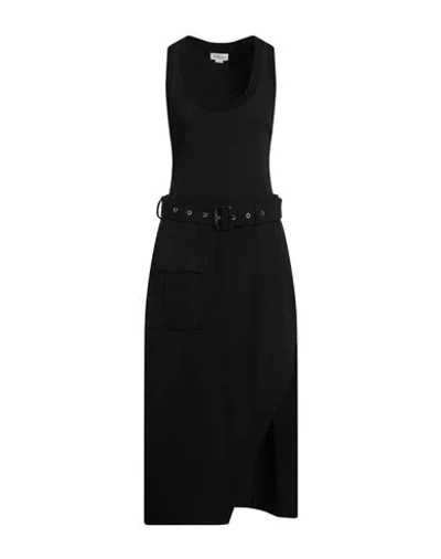 Alexander Mcqueen Mcqueen Woman Midi Dress Black Size 8 Cotton, Elastane, Wool
