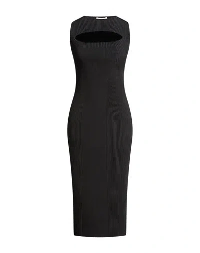 Alexander Mcqueen Mcqueen Woman Midi Dress Black Size L Viscose, Polyamide, Polyester, Elastane