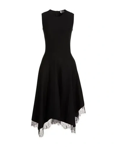 Alexander Mcqueen Lace-trim Asymmetric Dress In Black
