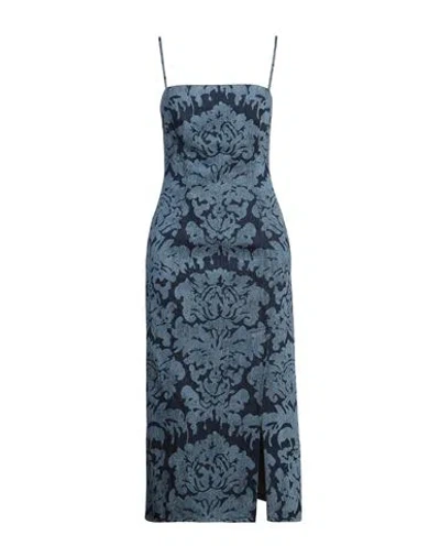 Alexander Mcqueen Mcqueen Woman Midi Dress Blue Size 8 Cotton