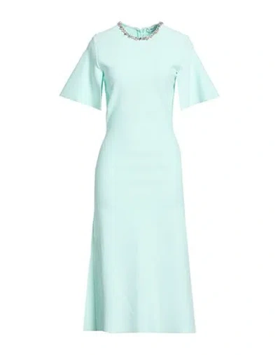 Alexander Mcqueen Mcqueen Woman Midi Dress Turquoise Size M Viscose, Polyester, Polyamide, Elastane In Blue