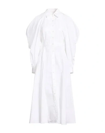 Alexander Mcqueen Mcqueen Woman Midi Dress White Size 6 Cotton