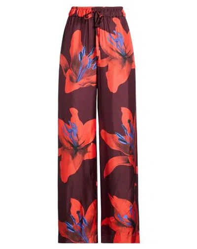 Alexander Mcqueen Mcqueen Woman Pants Burgundy Size 6 Silk In Brown