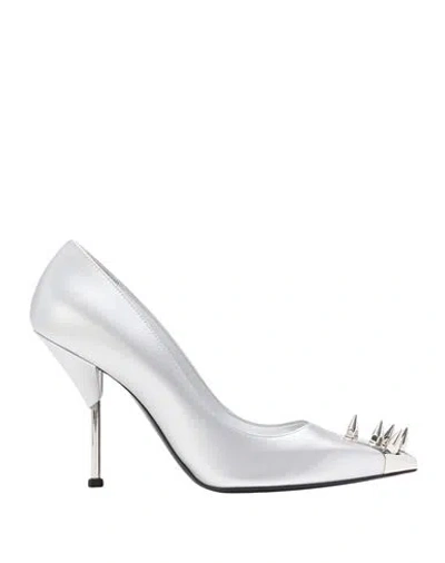 Alexander Mcqueen Mcqueen Woman Pumps Silver Size 8 Leather