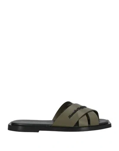 Alexander Mcqueen Mcqueen Woman Sandals Military Green Size 11.5 Calfskin