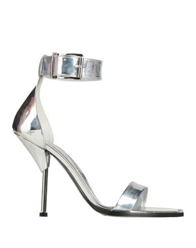 Alexander Mcqueen Mcqueen Woman Sandals Silver Size 7 Textile Fibers