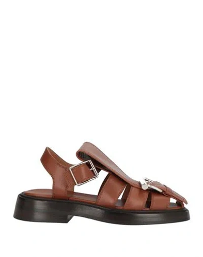 Alexander Mcqueen Mcqueen Woman Sandals Tan Size 9 Calfskin In Brown