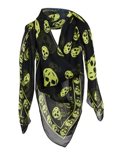 Alexander Mcqueen Mcqueen Woman Scarf Black Size - Silk In Green