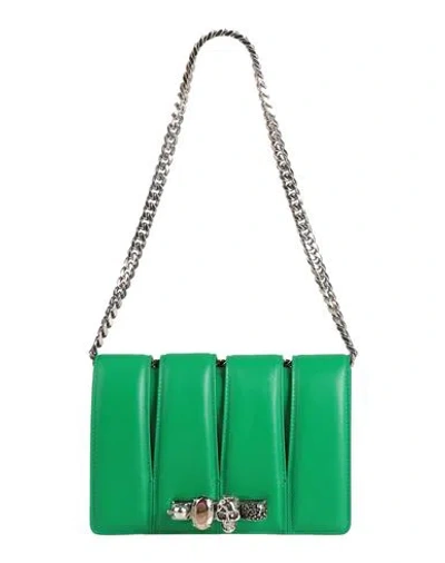 Alexander Mcqueen Mcqueen Woman Shoulder Bag Green Size - Leather