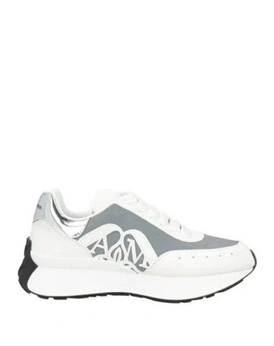 Alexander Mcqueen Mcqueen Woman Sneakers Grey Size 6 Leather, Textile Fibers